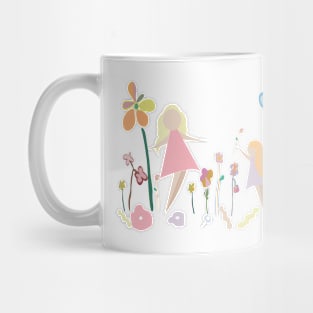 Mom and kids with flowers Mug